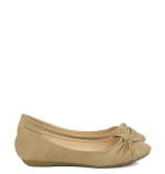 Baleriny beżowe z kokardką - bokiem