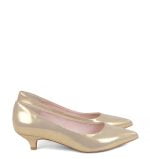 JESSICA - Złote czółenka na niskiej szpilce - bokiem