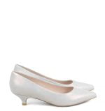 GASSU Czółenka JESSICA białe perłowe kaczuszka - bokiem