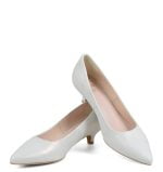 GASSU Czółenka JESSICA białe perłowe kaczuszka - z przodu