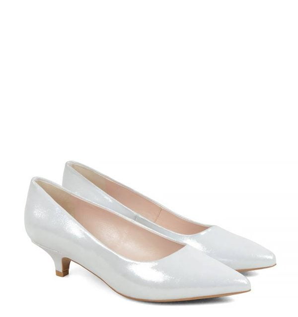 JESSICA - Srebrne czółenka GASSU na niskiej szpilce - po skosie