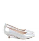 JESSICA - Srebrne czółenka GASSU na niskiej szpilce - bokiem