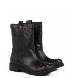 wygodne, czarne botki z naturalnej skóry licowej - po skosie