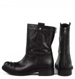 wygodne, czarne botki z naturalnej skóry licowej - z tyłu