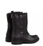 wygodne, czarne botki z naturalnej skóry licowej - po skosie