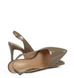 Czółenka bez pięty khaki lakierki - z przodu