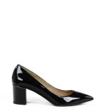 Czółenka czarne na słupku lakierki - bokiem