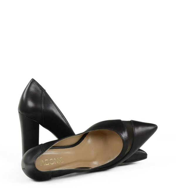 DSC_4665.jpg Czółenka czarne słupek licowa skóra - z przodu