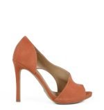 Czółenka pomarańczowe zamszowe wycięcia - bokiem