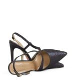 Czółenka granatowe bez pięty przetłaczana skóra - z przodu