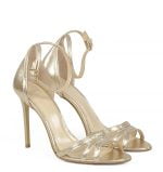 Złote sandałki na szpilce ekskluzywnej marki GASSU - po skosie