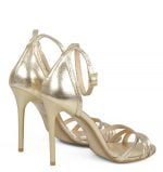 Złote sandałki na szpilce ekskluzywnej marki GASSU - po skosie