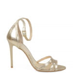 Złote sandałki na szpilce ekskluzywnej marki GASSU - bokiem