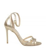 Złote sandałki na szpilce ekskluzywnej marki GASSU - bokiem