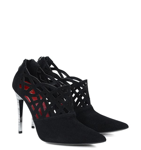 GASSU Botki AMELIA czarne zamszowe na srebrnej szpilce - obrazek 6