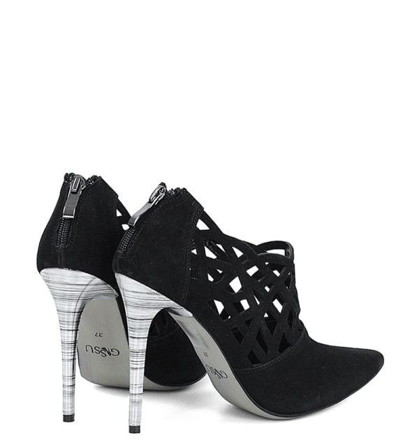 GASSU Botki AMELIA czarne zamszowe na srebrnej szpilce - obrazek 5