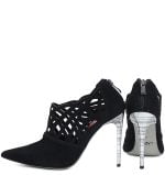 GASSU Botki AMELIA czarne zamszowe na srebrnej szpilce - obrazek 4