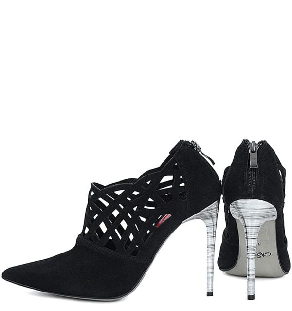 GASSU Botki AMELIA czarne zamszowe na srebrnej szpilce - obrazek 4