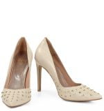 GASSU Czółenka ANAHIT szpilki beżowe złote ćwieki - obrazek 6