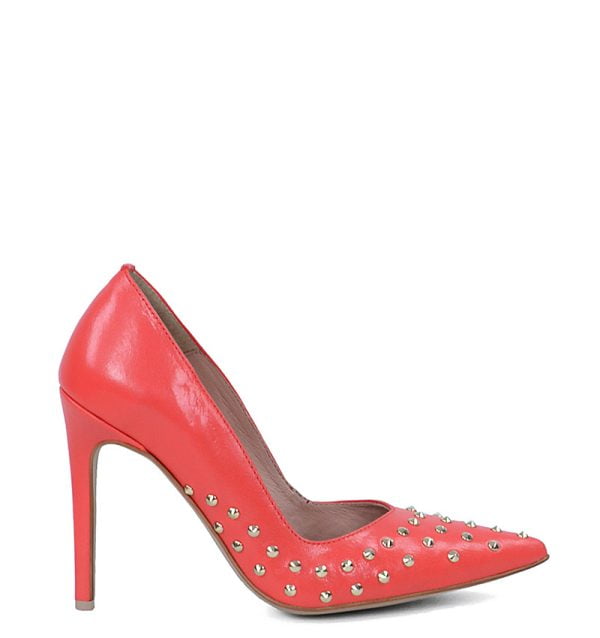 GASSU Czółenka ANAHIT szpilki czerwone złote ćwieki - obrazek 2