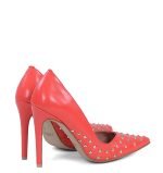 GASSU Czółenka ANAHIT szpilki czerwone złote ćwieki - obrazek 4