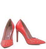 GASSU Czółenka ANAHIT szpilki czerwone złote ćwieki - obrazek 6