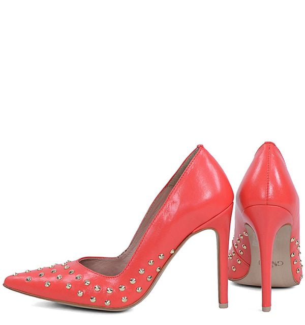 GASSU Czółenka ANAHIT szpilki czerwone złote ćwieki - obrazek 7