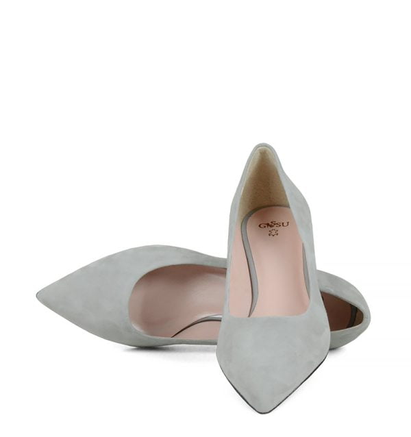 JESSICA - Szare czółenka na wygodnym, niskim obcasie - z przodu