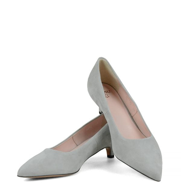 JESSICA - Szare czółenka na wygodnym, niskim obcasie - z przodu