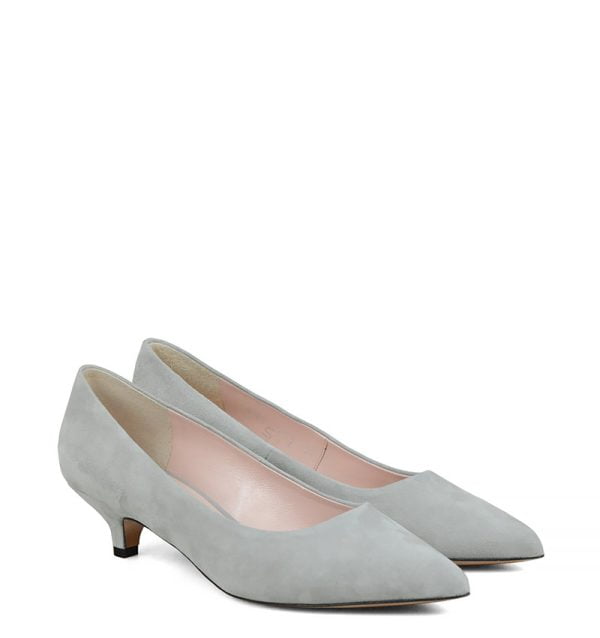 JESSICA - Szare czółenka na wygodnym, niskim obcasie - po skosie