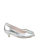 JESSICA - Srebrne czółenka na kaczuszce - bokiem