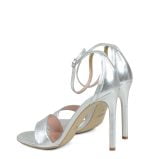 AVA - Srebrne sandałki na szpilce - po skosie