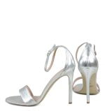 AVA - Srebrne sandałki na szpilce - z tyłu