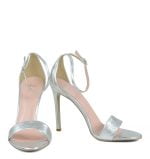 AVA - Srebrne sandałki na szpilce - z przodu