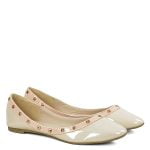 Baleriny beżowe lakierowane ozdobna lamówka - obrazek 5