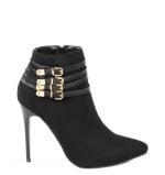 botki na szpilce w kolorze czarnym - bokiem