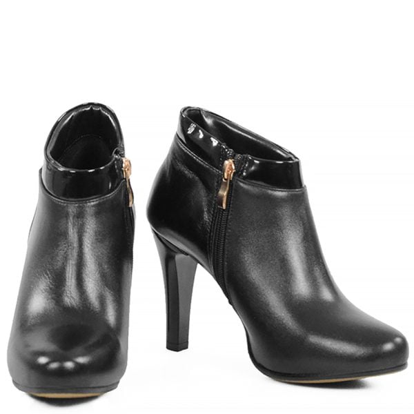 Botki JAVEIRA czarne na szpilce ze skóry licowej