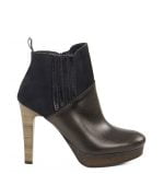 CARLA - Brązowe botki na szpilce ze skóry naturalne - bokiem