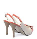 Czółenka beżowo-pomarańczowe szpilki bez pięty - obrazek 3