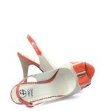 Czółenka beżowo-pomarańczowe szpilki bez pięty - obrazek 4