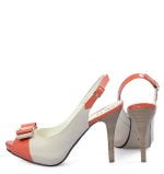 Czółenka beżowo-pomarańczowe szpilki bez pięty - obrazek 5