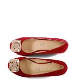 Bordowe zamszowe czółenka na obcasie z klamerką