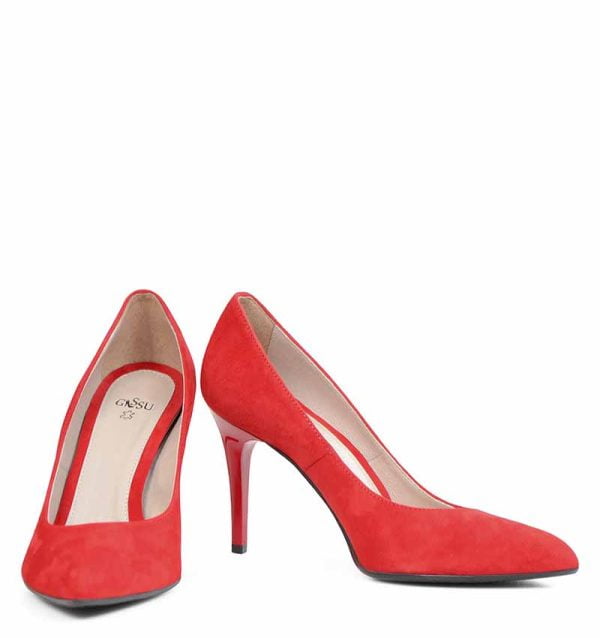 GASSU Czółenka AOI czerwone zamszowe szpilki - z przodu