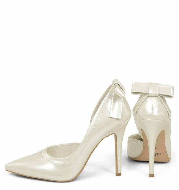 GASSU Czółenka ELEN ecru perła szpilki wycięcie - z tyłu