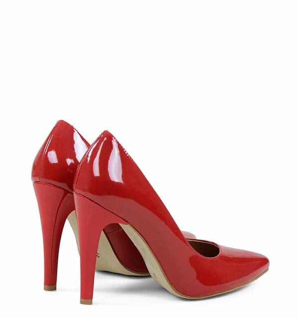 JADE - Czerwone eleganckie klasycznie gładkie szpilki - po skosie