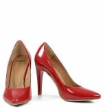 JADE - Czerwone eleganckie klasycznie gładkie szpilki - z przodu