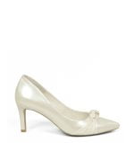 LOTE - Czółenka w pięknym perłowym kolorze Ecru - bokiem