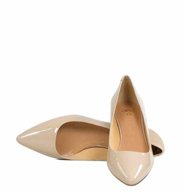 GASSU Czółenka MICHELLE Beżowe na kaczuszce - z przodu