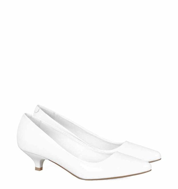 GASSU Czółenka MICHELLE Białe na kaczuszce - po skosie