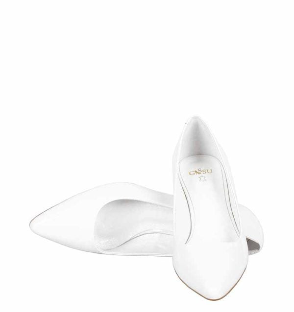 GASSU Czółenka MICHELLE Białe na kaczuszce - z przodu